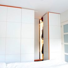 spacedividing closet, orange mdf, white hpl, garments closet, clothes closet, bedroom closet