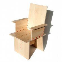 ty-rap armchair, ty-rap furniture, ty-rap design, tie wrap, dutch furniture, dutch design, red ty-rap, maple, design furniture