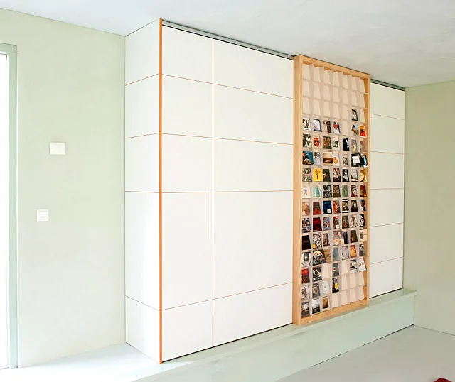 audio cabinet, cd storage, orange mdf, airplane triplex, ash, interior design, cd art